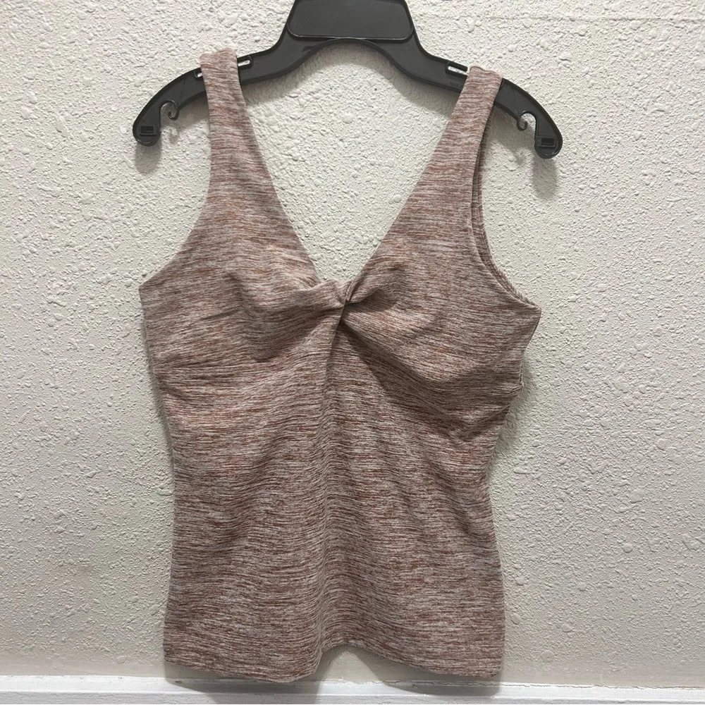Sincerely Jules Active Women's Fitted Tank Top V-Neck Twist Size S Brown Heather